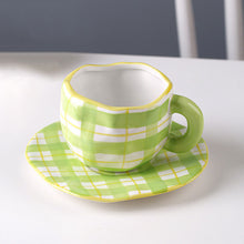 Load image into Gallery viewer, Japanese Hand Painted The Blue Sky and White Clouds Coffee Cup With Saucer Ceramic Handmade Tea Cup Saucer Set Cute Gift For Her