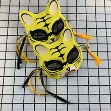 Load image into Gallery viewer, Japanese Mask Half Face Hand-painted Cat Fox Mask Anime Demon Slayer Masquerade Halloween Festival Cosplay Prop