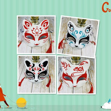 Load image into Gallery viewer, Japanese Mask Half Face Hand-painted Cat Fox Mask Anime Demon Slayer Masquerade Halloween Festival Cosplay Prop