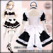 Load image into Gallery viewer, Black White Chocolate Halloween Costumes French Bowknot Maid Skirt Girls Woman Amine Cosplay Costume Waitress Party Costumes