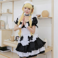 Load image into Gallery viewer, Black White Chocolate Halloween Costumes French Bowknot Maid Skirt Girls Woman Amine Cosplay Costume Waitress Party Costumes
