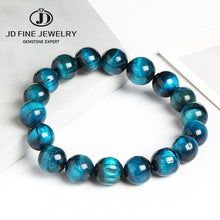 Load image into Gallery viewer, High Quality Blue Tiger Eye Buddha Bracelets Natural Stone Round Beads Elasticity Rope Men Women Bracelet