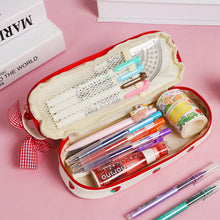 Load image into Gallery viewer, Pencil Case Large Capacity Cherry Double-Layer Portable Strawberry Love PU Pencil Bag