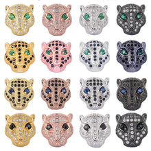 Load image into Gallery viewer, DIY Lion Panther Tiger Leopard Head Beads AAA Zircon Copper Animal Charm Beads For Natural Stones Beadwork Jewelry Making