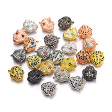 Load image into Gallery viewer, DIY Lion Panther Tiger Leopard Head Beads AAA Zircon Copper Animal Charm Beads For Natural Stones Beadwork Jewelry Making