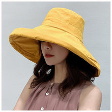 Load image into Gallery viewer, K34 Women's hat Bucket hat Fashion Panama Anti-UV Summer Hat Big Brim Hat Double-Sided Fisherman Hat Sun Protection Sun Visor