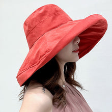 Load image into Gallery viewer, K34 Women's hat Bucket hat Fashion Panama Anti-UV Summer Hat Big Brim Hat Double-Sided Fisherman Hat Sun Protection Sun Visor