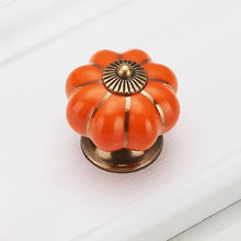 Load image into Gallery viewer, Doorknob Pumpkin Ceramic Handles 40mm Drawer Knobs Cupboard Door Handles Single Hole Cabinet Handles with screws Furniture Handles