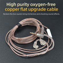 Load image into Gallery viewer, KZ ZS10 ZSN EDX Pro High Purity Oxygen-Free Copper Flat Upgrade Cable 2 Pin 0.75/0.78mm B/C Pin 3.5mm Silver Plated OFC Wire