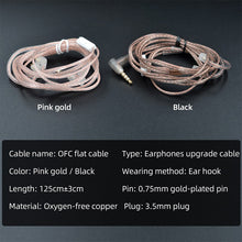 Load image into Gallery viewer, KZ ZS10 ZSN EDX Pro High Purity Oxygen-Free Copper Flat Upgrade Cable 2 Pin 0.75/0.78mm B/C Pin 3.5mm Silver Plated OFC Wire