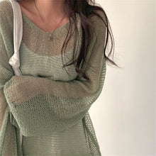 Load image into Gallery viewer, Lazy Style Full Sleeves Jumpers Tops Hollow Out Sexy Women Fashion Casual Streetwear Chic Femme Sweaters Pullovers