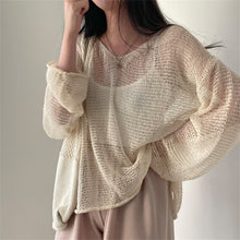 Load image into Gallery viewer, Lazy Style Full Sleeves Jumpers Tops Hollow Out Sexy Women Fashion Casual Streetwear Chic Femme Sweaters Pullovers