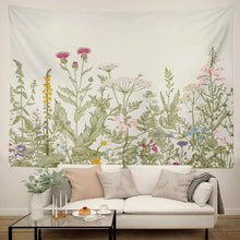 Load image into Gallery viewer, Kayel Plant Polyester Fabric Tapestry Flowers and Green White Spring Wall Tapestry Daily Decoration Tapestry for Bedroom