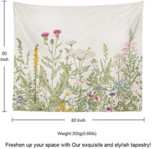Load image into Gallery viewer, Kayel Plant Polyester Fabric Tapestry Flowers and Green White Spring Wall Tapestry Daily Decoration Tapestry for Bedroom
