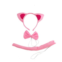 Load image into Gallery viewer, Halloween party cosplay black white pink cat ear headband hairband gloves performance stage dance wear costume