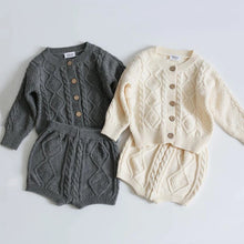 Load image into Gallery viewer, Kids Baby Clothing Suit Boys Girls Knit Set Sweater Cardigan + Shorts Suits Autumn Winter Children Toddler Infant Clothes