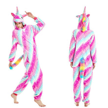 Load image into Gallery viewer, Women Unicorn Stitch Onesies Unisex Winter Christmas Pajamas Nightwear Costumes Adults Flannel Sleepwear Pyjama