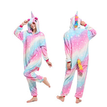 Load image into Gallery viewer, Women Unicorn Stitch Onesies Unisex Winter Christmas Pajamas Nightwear Costumes Adults Flannel Sleepwear Pyjama