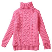 Load image into Gallery viewer, Children Baby Boys Girls Turtleneck Sweater Stripe Cross Knitwear Autumn Winter Unisex Warm Bottoming Knitted Pullover 2-14T