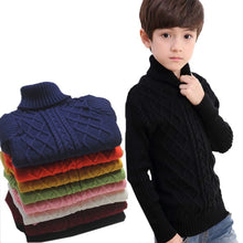 Load image into Gallery viewer, Children Baby Boys Girls Turtleneck Sweater Stripe Cross Knitwear Autumn Winter Unisex Warm Bottoming Knitted Pullover 2-14T