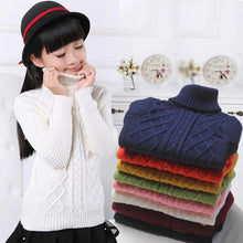 Load image into Gallery viewer, Children Baby Boys Girls Turtleneck Sweater Stripe Cross Knitwear Autumn Winter Unisex Warm Bottoming Knitted Pullover 2-14T