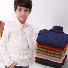 Load image into Gallery viewer, Children Baby Boys Girls Turtleneck Sweater Stripe Cross Knitwear Autumn Winter Unisex Warm Bottoming Knitted Pullover 2-14T