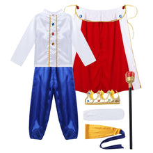 Load image into Gallery viewer, King Prince Costumes For Boys Kids Halloween Cosplay Dress Up Cloak Crown Scepter Set Carnival Roleplay Party Outfit