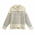Load image into Gallery viewer, Klkxmyt Women Sweater 2023 Fashion Stripe Loose Zipper Knitting Sweaters Vintage Long Sleeve Asymmetry Female Pullover Tops
