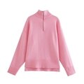 Load image into Gallery viewer, Klkxmyt Women Sweater 2023 Fashion Stripe Loose Zipper Knitting Sweaters Vintage Long Sleeve Asymmetry Female Pullover Tops