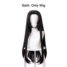 Load image into Gallery viewer, Kochou Kanae Wig Anime Demon Slayer Kimetsu no Yaiba Cosplay Synthetic Black Long Hair Butterfly Headwear Halloween Cos Props