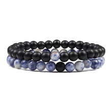 Load image into Gallery viewer, Couples Distance Beads Bracelet Classic Black Matte Green Malachite Bracelets Suitable Women Men Yoga Elastic Strand Jewelry