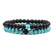 Load image into Gallery viewer, Couples Distance Beads Bracelet Classic Black Matte Green Malachite Bracelets Suitable Women Men Yoga Elastic Strand Jewelry