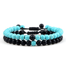 Load image into Gallery viewer, Couples Distance Beads Bracelet Classic Black Matte Green Malachite Bracelets Suitable Women Men Yoga Elastic Strand Jewelry