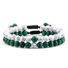 Load image into Gallery viewer, Couples Distance Beads Bracelet Classic Black Matte Green Malachite Bracelets Suitable Women Men Yoga Elastic Strand Jewelry