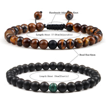 Load image into Gallery viewer, Couples Distance Beads Bracelet Classic Black Matte Green Malachite Bracelets Suitable Women Men Yoga Elastic Strand Jewelry