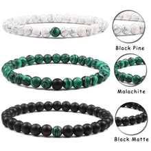 Load image into Gallery viewer, Couples Distance Beads Bracelet Classic Black Matte Green Malachite Bracelets Suitable Women Men Yoga Elastic Strand Jewelry