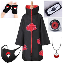 Load image into Gallery viewer, Halloween costume with Headband Necklace Face mask Gloves and Ring Itachi Cosplay cloak Long Robe halloween costumes