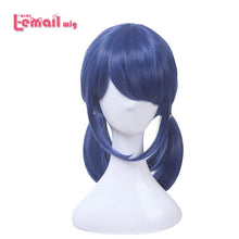 Load image into Gallery viewer, Synthetic Hair Marinette Cosplay Wig Dark Blue Double Ponytails Straight Halloween Heat Resistant Women Wigs