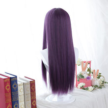 Load image into Gallery viewer, Long Straight Purple Wig With Bangs Synthetic Hair Wigs Bang With Wig For Women Lolita Anime Cosplay Heat Resistant Wigs