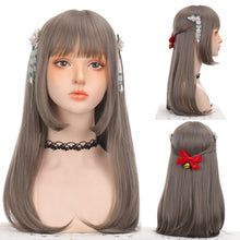 Load image into Gallery viewer, Long Straight Purple Wig With Bangs Synthetic Hair Wigs Bang With Wig For Women Lolita Anime Cosplay Heat Resistant Wigs