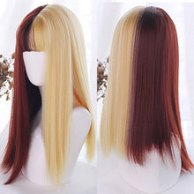 Load image into Gallery viewer, Long Straight Purple Wig With Bangs Synthetic Hair Wigs Bang With Wig For Women Lolita Anime Cosplay Heat Resistant Wigs