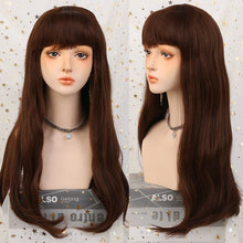 Load image into Gallery viewer, Long Straight Purple Wig With Bangs Synthetic Hair Wigs Bang With Wig For Women Lolita Anime Cosplay Heat Resistant Wigs