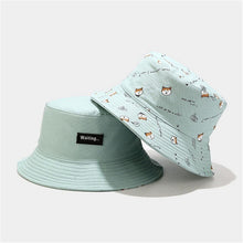 Load image into Gallery viewer, Cotton Double sided cartoon dog print Bucket Hat Fisherman Hat outdoor travel hat Sun Cap hats for Men and Women