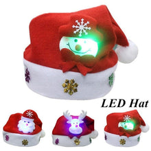 Load image into Gallery viewer, LED Christmas Hats Light Up Santa Red Hat Flashing Costume Party Cap Kids Child Christmas Gifts New Year Decor