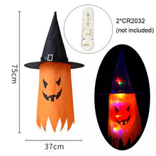 Load image into Gallery viewer, LED Halloween Decoration Flashing Light Gypsophila Ghost Festival Dress Up Glowing Wizard Ghost Hat Lamp Decor Hanging Lantern