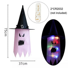 Load image into Gallery viewer, LED Halloween Decoration Flashing Light Gypsophila Ghost Festival Dress Up Glowing Wizard Ghost Hat Lamp Decor Hanging Lantern