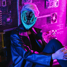 Load image into Gallery viewer, LED Halloween Mask Scary Glowing Mask Cosplay Party Costume Boys Girls Halloween Decoration Luminous Mask with 3 Lighting Modes