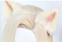 Load image into Gallery viewer, LOL KDA Baddest Ahri Cosplay Wig with Ears Heat Resistant Synthetic Hair Blonde Mixed Pink Heat Resistant Hair Wigs + Wig Cap