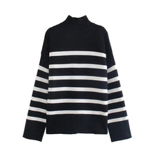 Load image into Gallery viewer, Ladies Elegant Autumn Winter Sweater Women Pullovers Oversized Loose Striped Casual Knit Chic Jumper Women Sweater Tops