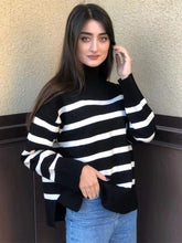 Load image into Gallery viewer, Ladies Elegant Autumn Winter Sweater Women Pullovers Oversized Loose Striped Casual Knit Chic Jumper Women Sweater Tops